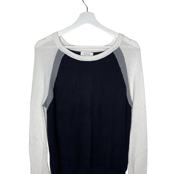 H One Colorblock Knit Sweater Black White Gray Women’s Size Small - Picture 2 of 11